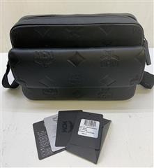 MCM Aren Messenger Bag in Black Maxi Monogram Nappa Leather
